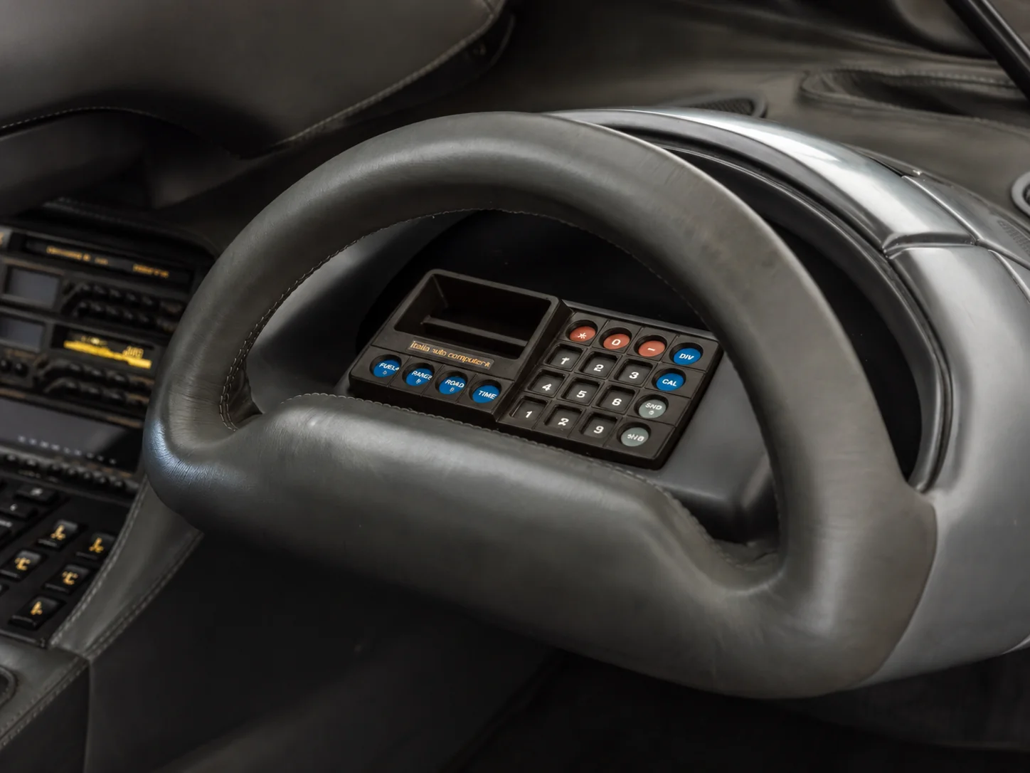 The passenger's wheel shaped console, with its keypad built into the rim